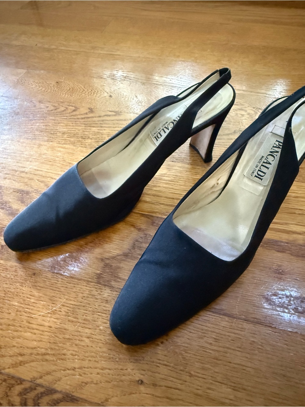 Vaneldi Black Slingback Pointed-Toe Heels